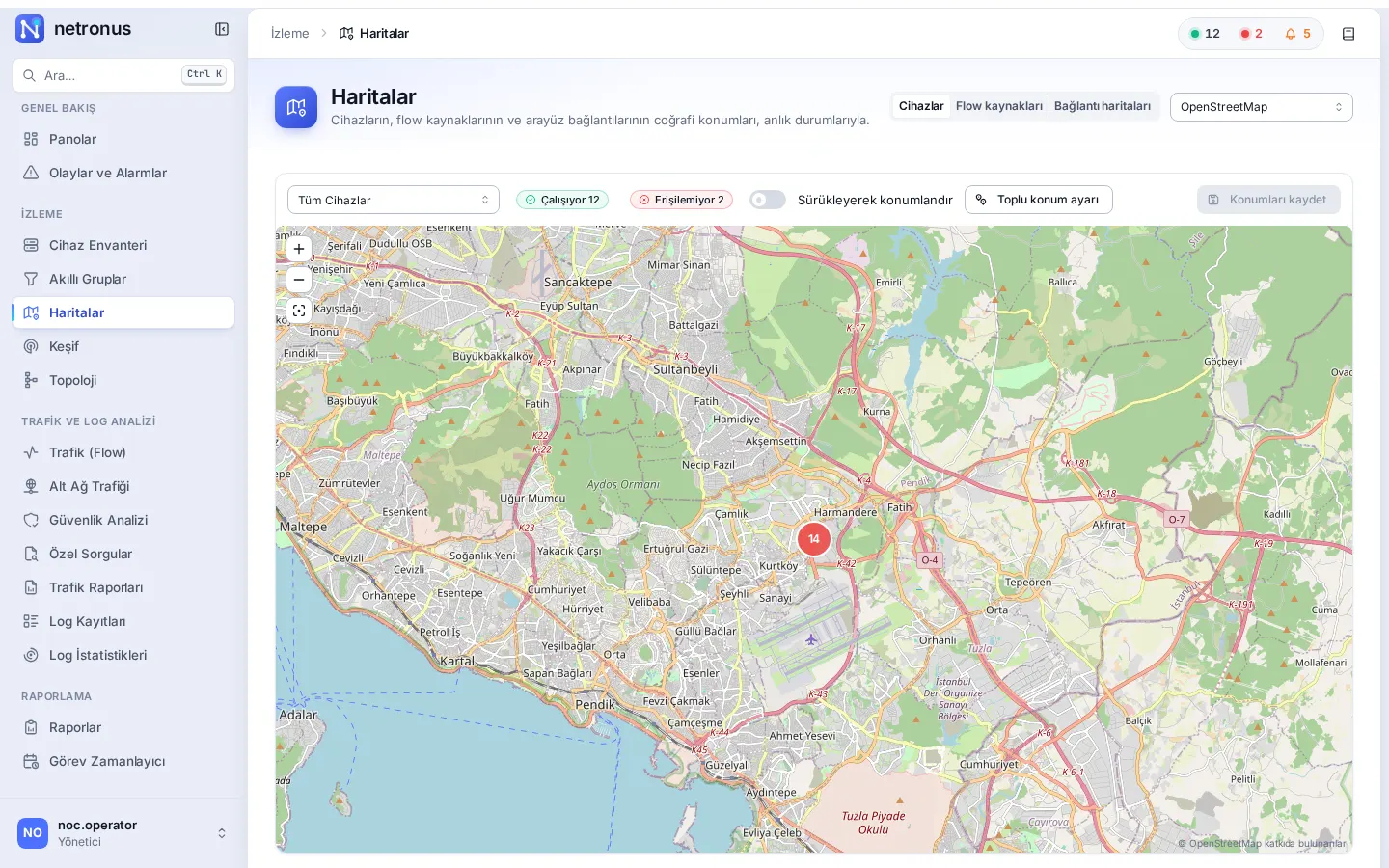 Haritalar: cihazlar, flow kaynakları ve bağlantı haritaları
